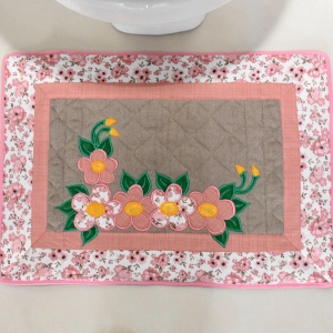 JOGO DE BANHEIRO FLOR ROSE 3 PEÇAS