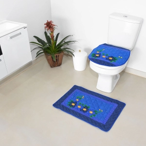 JOGO DE BANHEIRO FLOR AZUL 2 PEÇAS