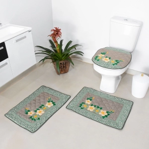 JOGO DE BANHEIRO FLOR VERDE 3 PEÇAS