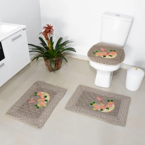 JOGO DE BANHEIRO GUARDA CHUVA NUDE 3 PEÇAS