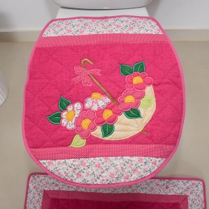 JOGO DE BANHEIRO GUARDA CHUVA PINK 3 PEÇAS