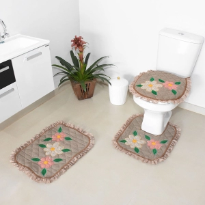 JOGO DE BANHEIRO MARGARIDA NUDE 3 PEÇAS