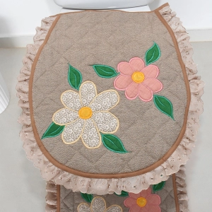 JOGO DE BANHEIRO MARGARIDA NUDE 3 PEÇAS